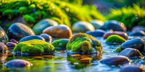 Macro Photography: Waterworn Stones in Streambed, Detailed Texture photo