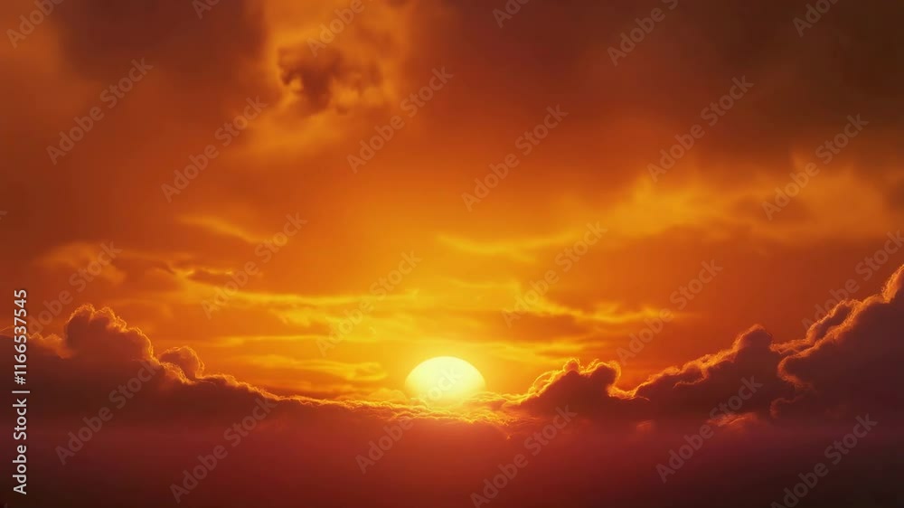 Sunrise over clouds with orange sky Sunrise over clouds with orange sky