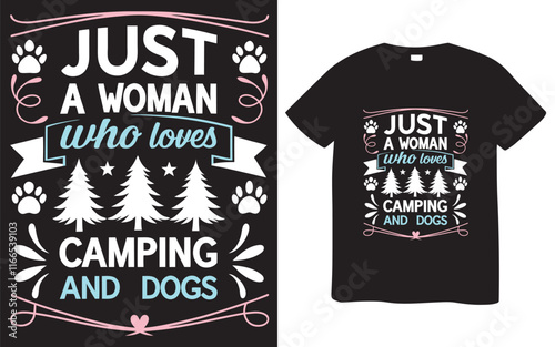 Motivational T-Shirt Design for Women Who Love Camping and Dogs
