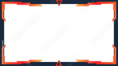 Twitch Overlay black and orange frame with red and orange triangles