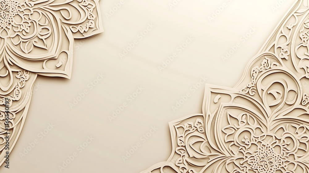 Fototapeta premium Elegant Beige Mandala Design Frame Background