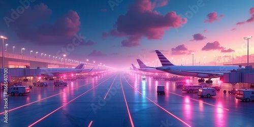 Pink Sunset at the Airport Runway