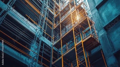 Wallpaper Mural High-Resolution Image of Steel Beams and Scaffolding Structure Torontodigital.ca