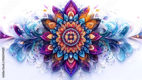 Vibrant floral mandala art digital design bright colors abstract