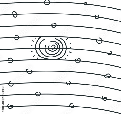 The texture with line contains circles and imitation of a striped sun.