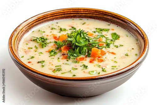 A plate of delicious basundi on a white background photo