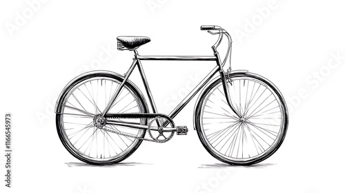 Bicycle design sketch urban setting illustration minimalist side view photo