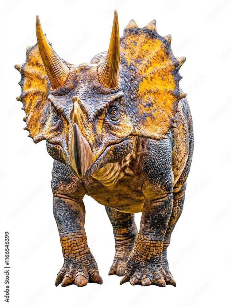 Fototapeta premium A realistic depiction of a triceratops, showcasing its distinctive features and textures.