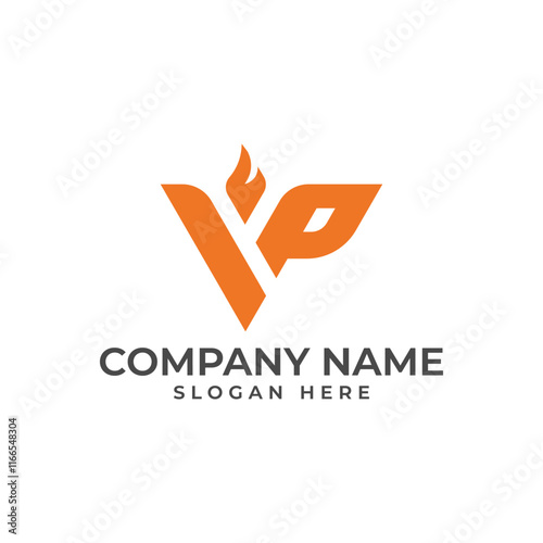 Energetic logo featuring letters "V" and "P" intertwined with a dynamic flame element. The design conveys passion, power, and innovation, for businesses in the energy, technology, or sports sectors.