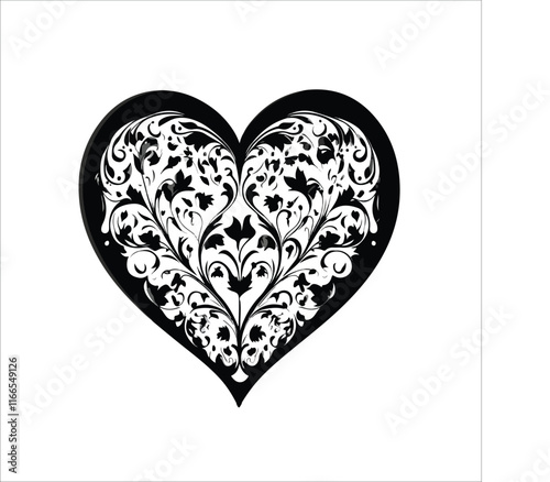 heart with a heart valentine Day vector ,floral, flower, vector, pattern, heart, design, ornament, leaf, decoration, illustration, swirl, element, art, vintage, scroll, love, plant, black, tattoo, orn