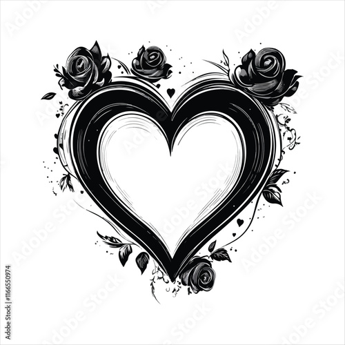 heart with a heart valentine Day vector ,floral, flower, vector, pattern, heart, design, ornament, leaf, decoration, illustration, swirl, element, art, vintage, scroll, love, plant, black, tattoo, orn