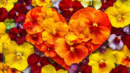 Wallpaper Mural Vibrant Pansy Flowers Heart Shape Colorful Spring Floral Background Torontodigital.ca