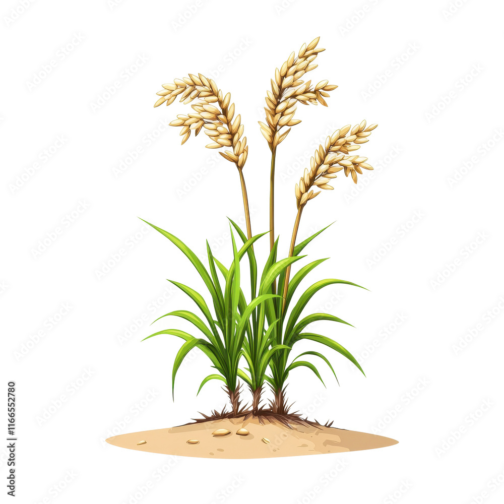 Fototapeta premium Paddy Plants with Greenish Yellow Tones