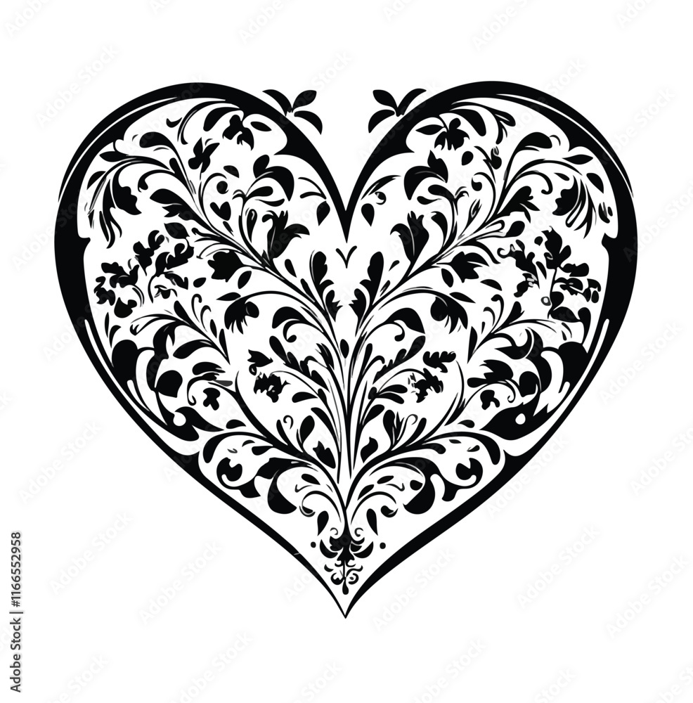Valentine Day Vector heart with black and white dots Valentine Day Vector heart with black and white dots