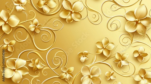 Wallpaper Mural Golden Floral Design Luxury Gold Flowers Elegant Background Torontodigital.ca