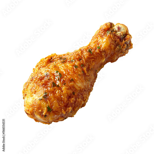 Crispy fried chicken leg piece Transparent Background.