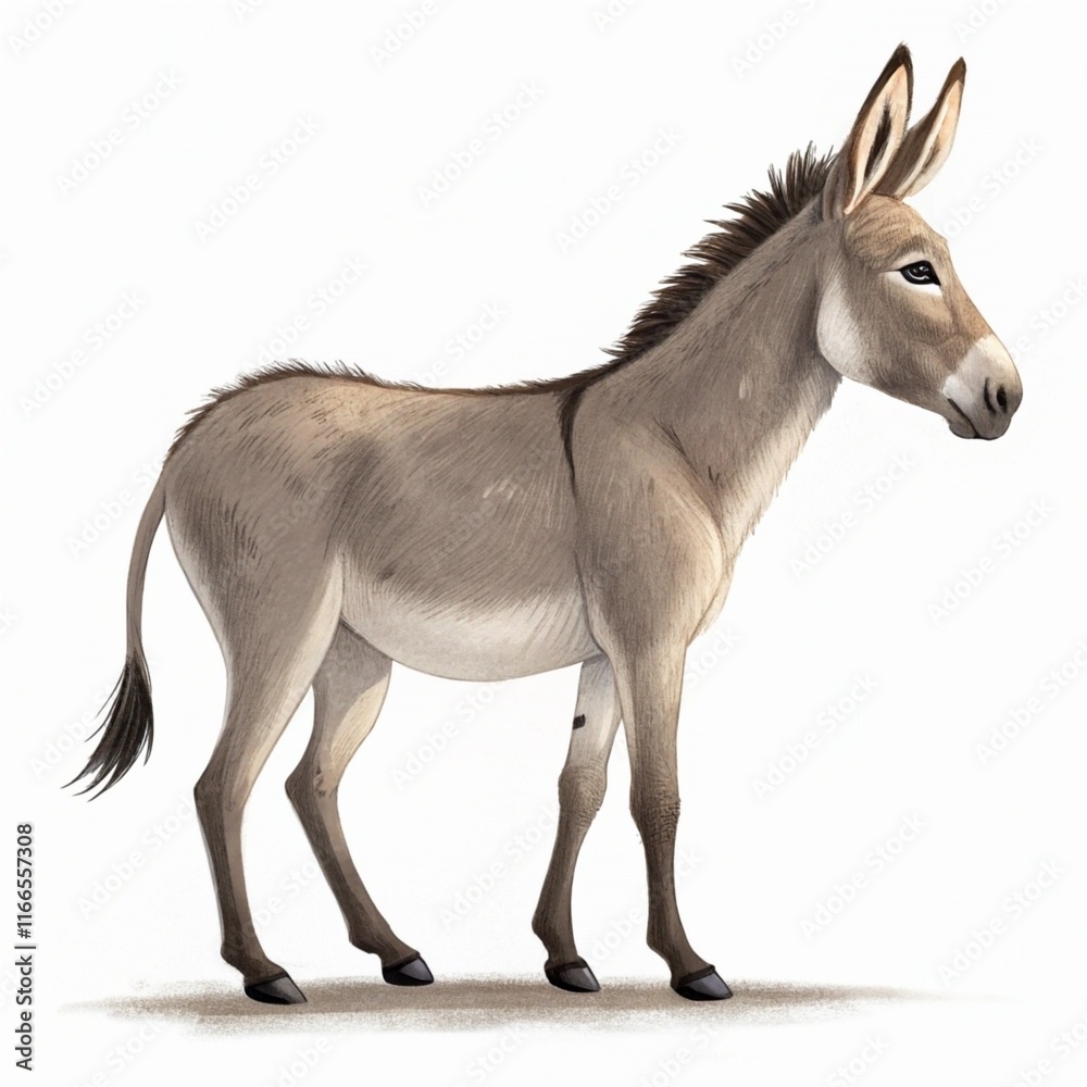 Obraz premium Four footed animal standing upright with its body facing towards digital illustration