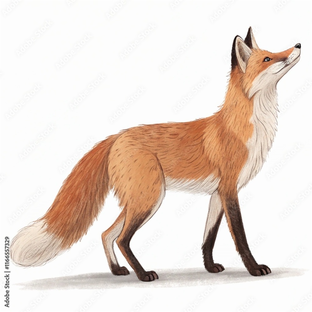 Obraz premium Four footed animal standing upright with its body facing towards digital illustration