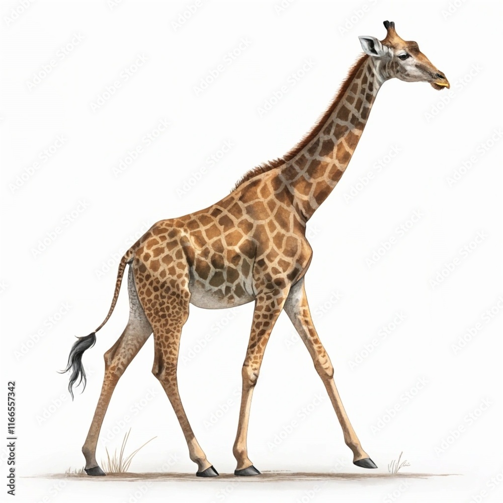 Naklejka premium Four footed animal standing upright with its body facing towards digital illustration