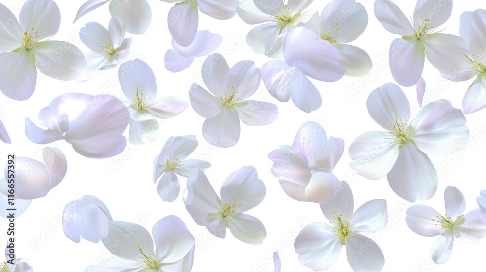 Fototapeta premium Floating Delicate White Petals Spring Blossom Floral Background