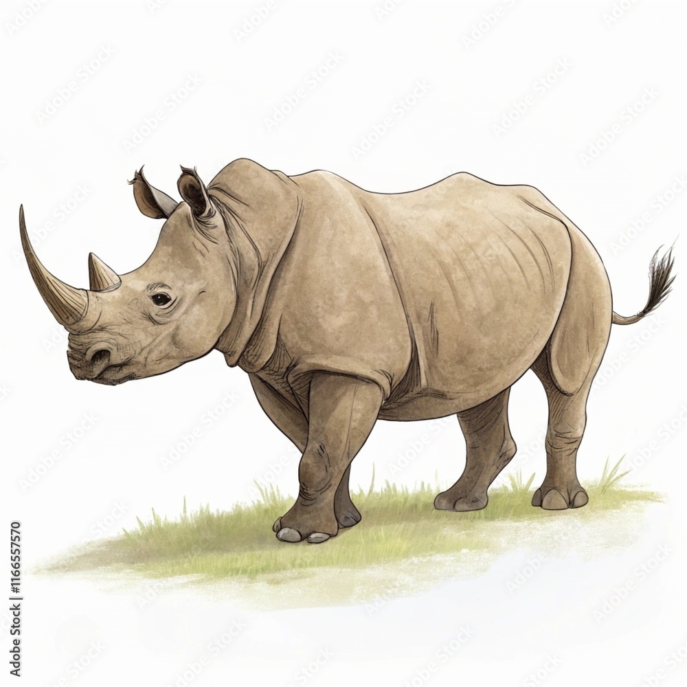 Obraz premium Four footed animal standing upright with its body facing towards digital illustration
