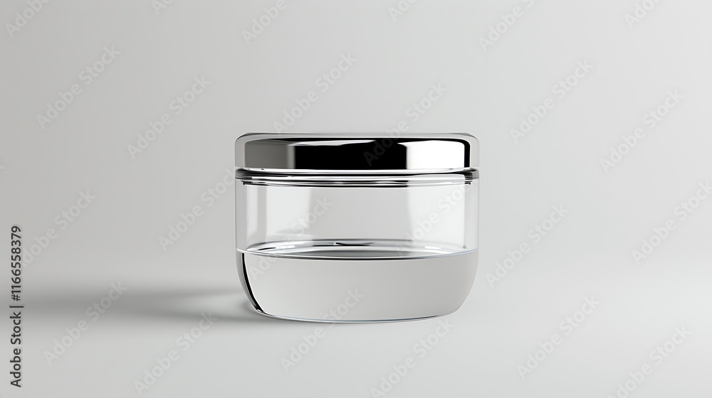 A classic clear glass jar on the beautifull empty background .