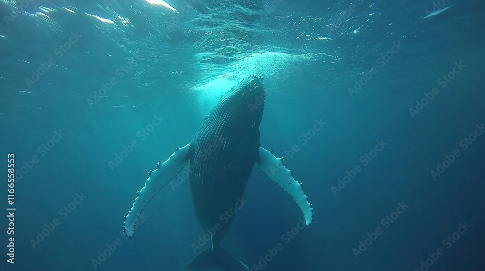 Fototapeta premium Humpback whale underwater in Caribbean