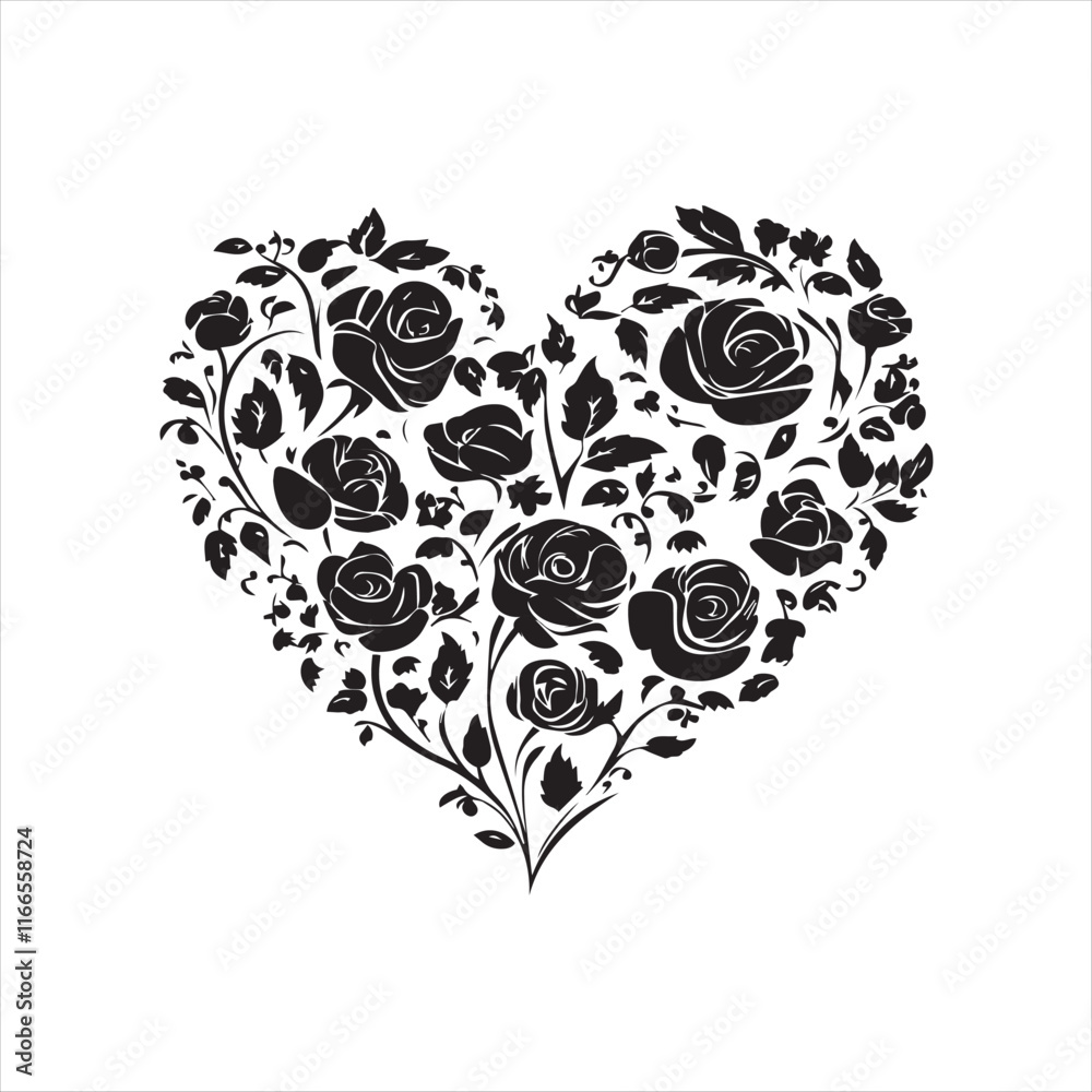 Valentine Day Vector heart with black and white dots Valentine Day Vector heart with black and white dots