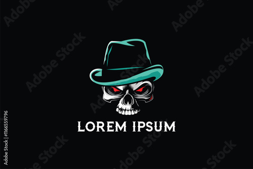 skull head with hat cartoon character image