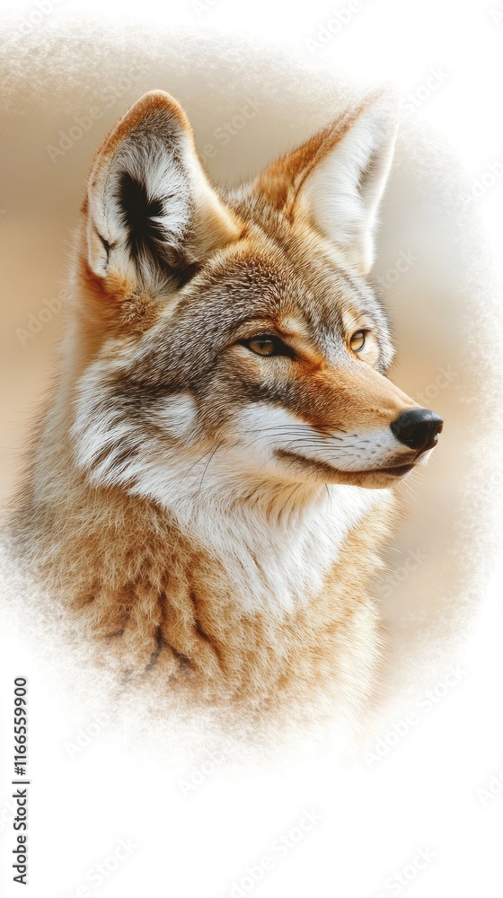 Fototapeta premium A close-up portrait of a coyote, showcasing its features and expression.