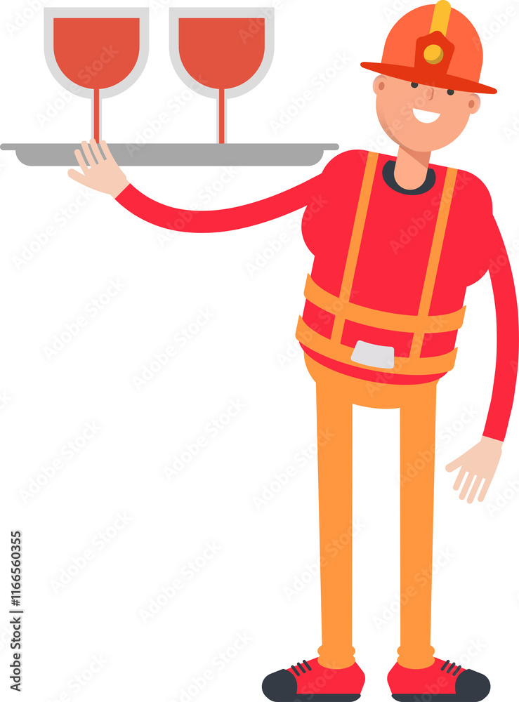Firefighter Character Serving Wine Illustration
Firefighter Character Serving Wine Illustration