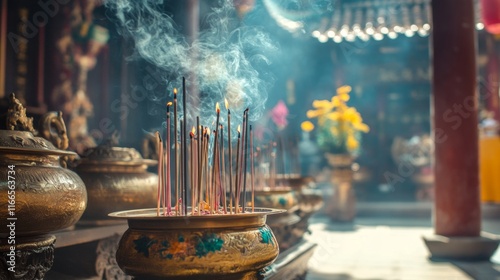 Incense stick and smoke from incense burning. Beautiful smoke. Aromatherapy