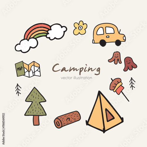 cute camping illustration elements