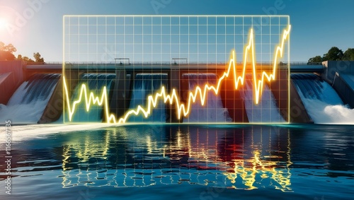 Futuristic Energy Analysis: Graphical Data Over a Flowing Dam