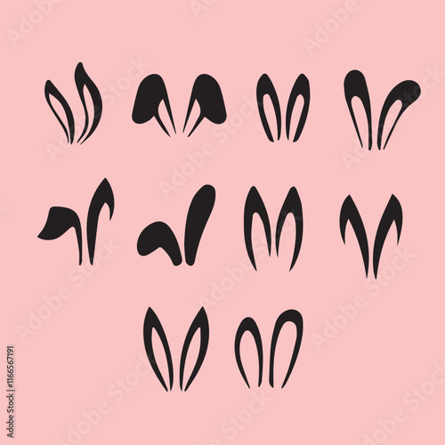 Charming Black Bunny Ear Illustrations