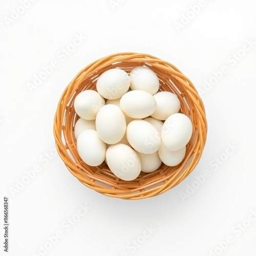 Wallpaper Mural group pristine white eggs rests inside a light brown wicker basket. Torontodigital.ca