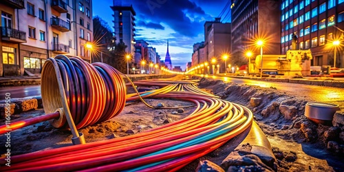 Night Construction: Underground Electrical Cable Installation