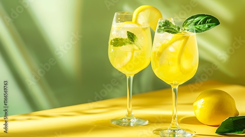 Limoncello Spritz cocktail isolated on a random background
