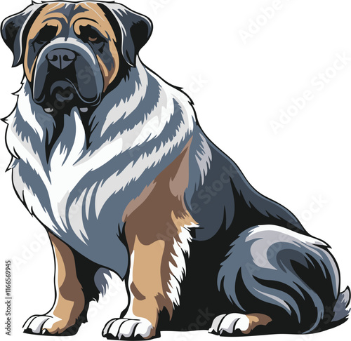 tibetan mastiff dog vector illustration white background