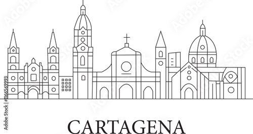 Cartagena City Line Draw Simple Minimalist 