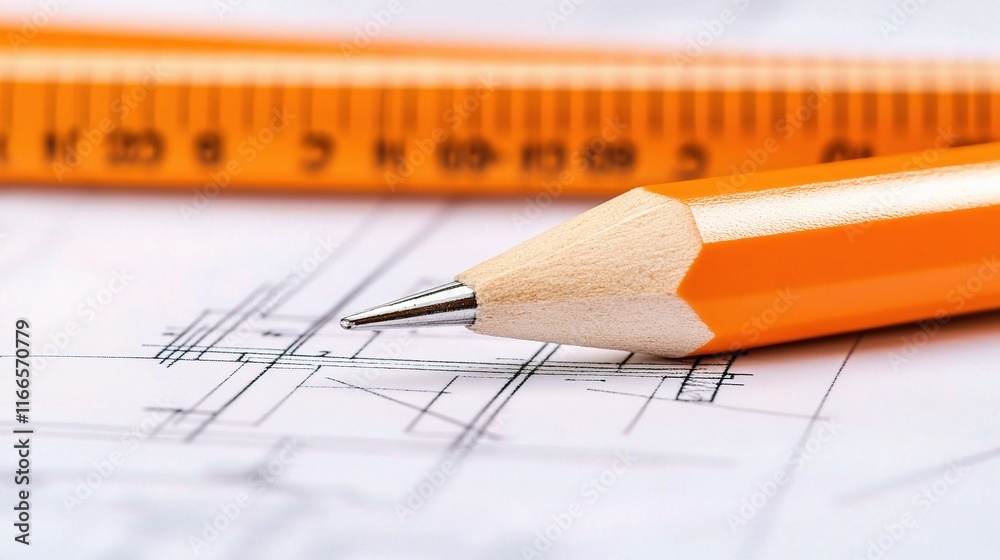 Detailed Construction Blueprint with Precision Lines and Measurements Detailed Construction Blueprint with Precision Lines and Measurements