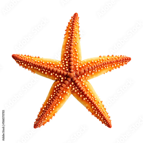 detailed yellow starfish isolated on transparent background PNG file