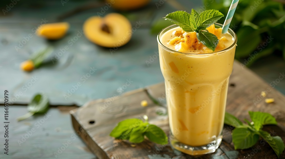 Fototapeta premium Mango lassi isolated on a random background