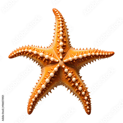 detailed yellow starfish isolated on transparent background PNG file