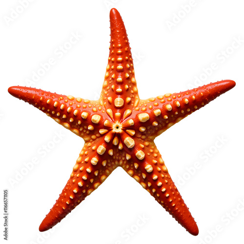 detailed red realistic starfish isolated on transparent background PNG file