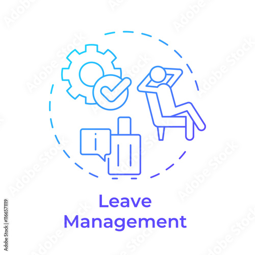 Leave management blue gradient concept icon. Handling employee requests administration. Operational HR. Round shape line illustration. Abstract idea. Graphic design. Easy to use in presentation