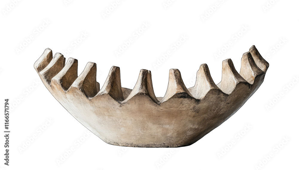 Abstract beige stone bowl with scalloped edges. Abstract beige stone bowl with scalloped edges.