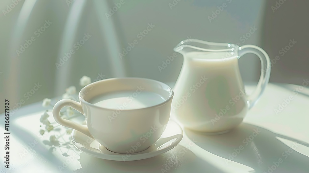 Milk without glucose in a cup or jug and label Milk without glucose in a cup or jug and label