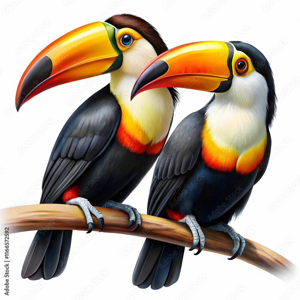 Fototapeta premium toucan-birds-on-white-background