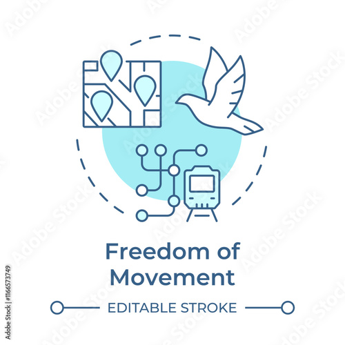 Wallpaper Mural Movement freedom soft blue concept icon. Urban transport, transportation. Navigation, travel. Round shape line illustration. Abstract idea. Graphic design. Easy to use in infographic, presentation Torontodigital.ca